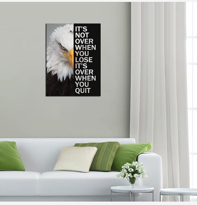 WYJZDZQ8 Eagle Inspirational Canvas Print Wall Art Animal Motivational Poster Animal Picture Painting Modern Inspiring Artwork for Home Living Room Office Decor Ready to Hang [18''W x 24''H]