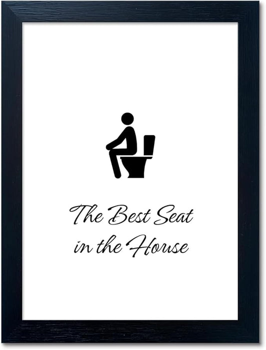 Black & White Bathroom Wall Art: Framed Quote, Trendy Design, Restroom Decor