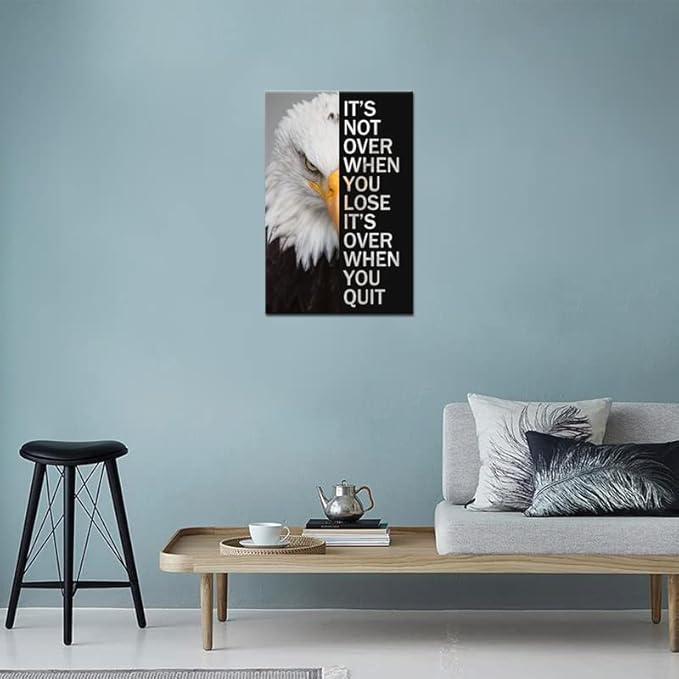 WYJZDZQ8 Animal Motivational Canvas Office Print Wall Art Eagle Inspirational Picture Animal Poster Painting Modern Inspiring Artwork for Home Living Room Office Decor Ready to Hang [12''W x 18''H]