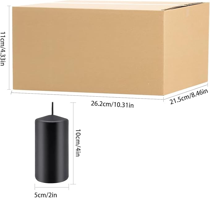 2"x4" High Black Pillar Candles, Set of 20, Unscented. Bulk Buy. Ideal for Wedding, Emergency Lanterns, Spa, Aromatherapy, Party