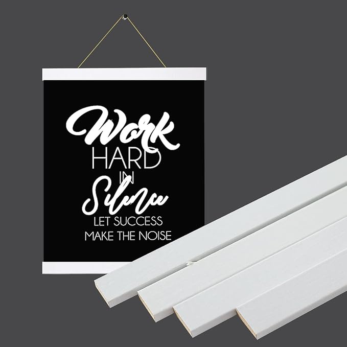 Picture Frame, 16 inch White Magnetic Poster Hanger, 3 Pack, for Wall Art Pictures Photos Prints Maps, Damage Free, Wide Compatibility, Wood Grain Finish