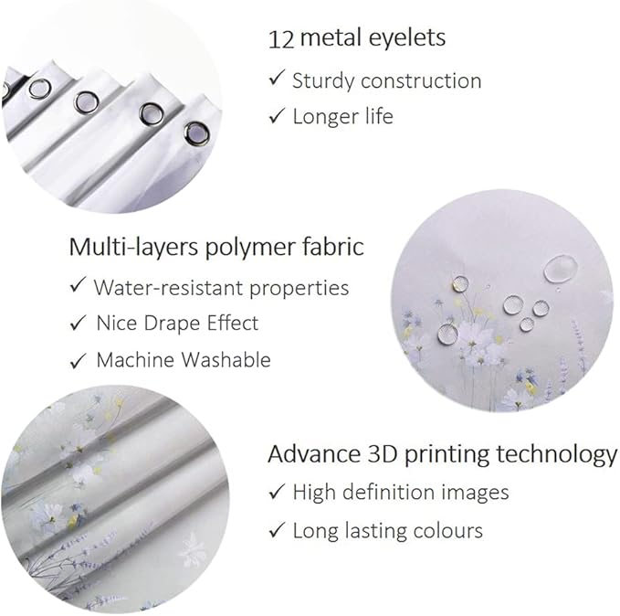 Bohemian Bathroom Curtain Colorful Boho Floral Print Beautiful Bright Polyester Fabric Cloth Shower Curtain for Bathroom Decoration, 72"x72"