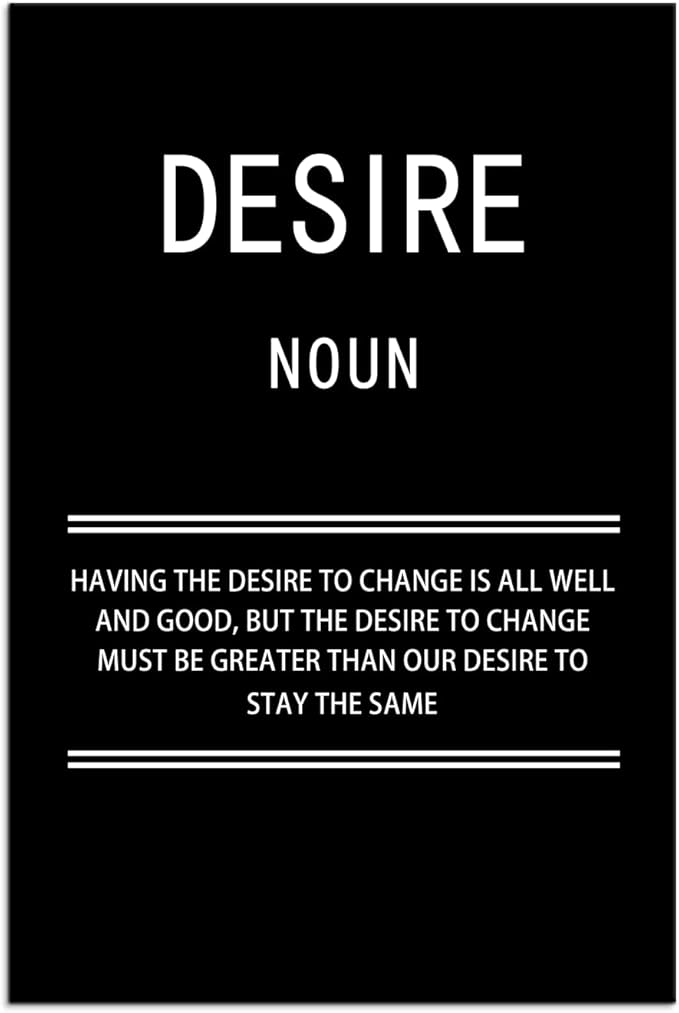 WYJZDZQ8 Desire Noun Inspirational Canvas Office Print Wall Art Motivational Picture Poster Painting Modern Inspiring Artwork for Home Living Room Bedroom Decor Ready to Hang [24''W x 36''H]
