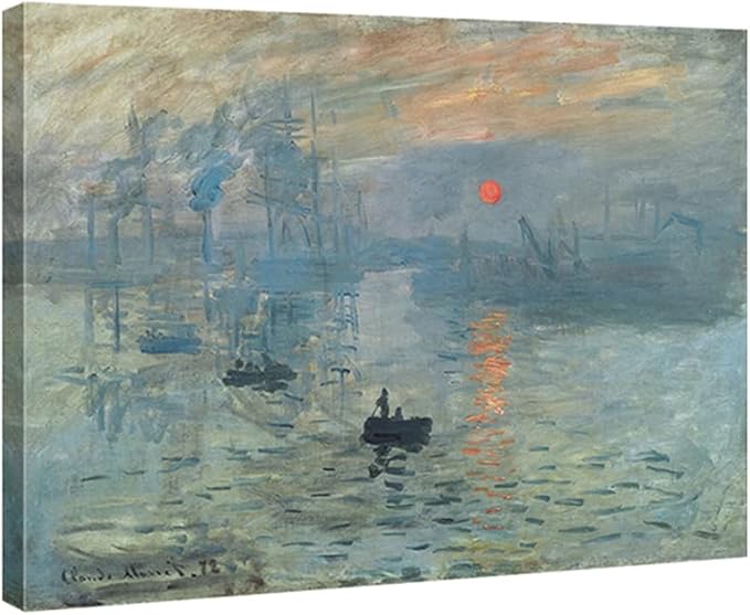 Wieco Art Impression Sunrise Canvas Prints Wall Art of Claude Monet Classic Oil Paintings Reproduction Seascape Ocean Sea Beach Picture for Living Room Home Decor Modern Gallery Wrapped Giclee