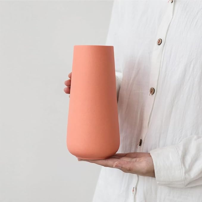 Yellow Ceramic Vase, 7.7" H, Minimalist Modern Home Decoration, Matte Design for Fireplace Bedroom Kitchen Living Room Centerpieces Office Desk, Fit for Holding Dried Flowers, Fresh Flowers