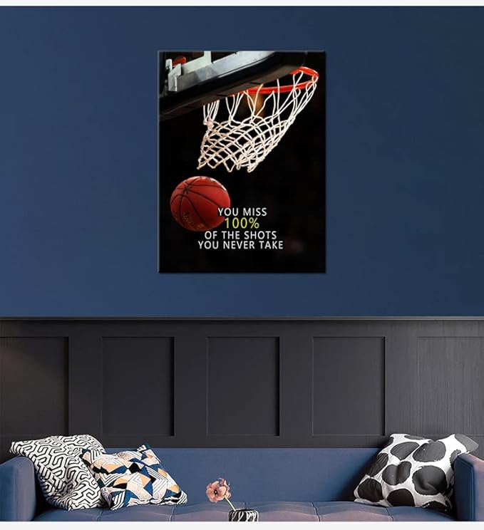 Motivational Sports Star Quotes Canvas Wall Art Inspirational Positive Affirmation Poster Decor Print Modern Inspiring Picture Painting Framed Artwork for Office Home Wall Decor[18''W X 24''H]