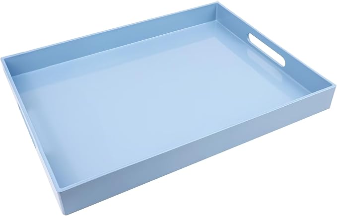 Spsyrine Serving Tray with Handles, Plastic Decorative Tray for Coffee Table, Living Room, Home Decor, 3040B