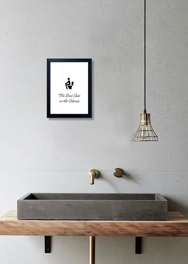 Trendy Wall Art, Framed Toilet Art, Funny Quote, Restroom Decor, Washroom Canvas Print, Black and White Painting, Bathroom Sign