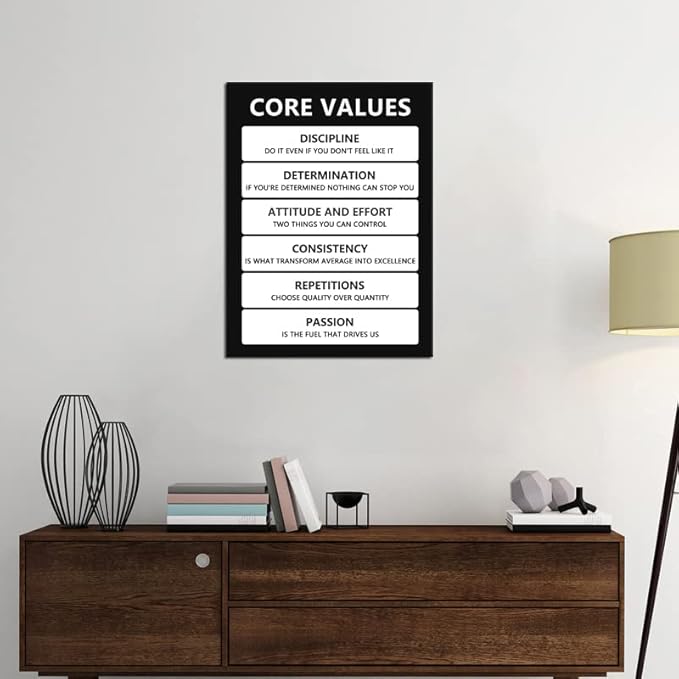 Core Values Inspirational Poster Motivational Wall Art Inspiring Canvas Prints Artwork for Office Living Room Modern Home Decor Painting Pictures Stretched and Framed Ready to Hang [18''Wx 24''H]