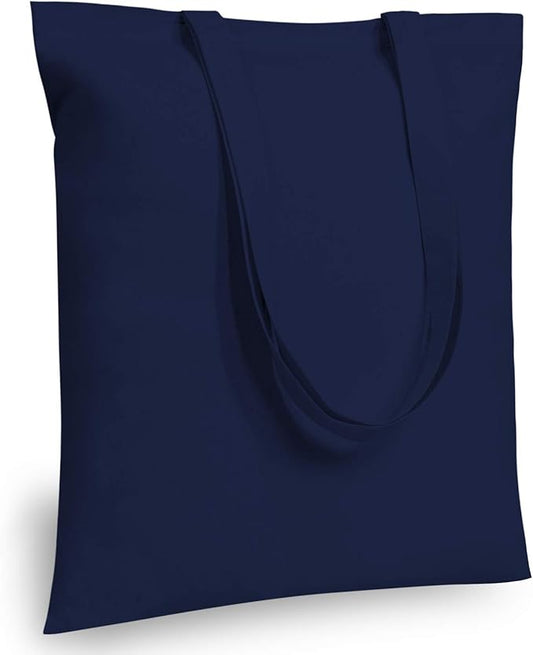 TOPDesign 24-Pack Economical 16"x15" Navy Blue Cotton Tote Bag, Lightweight Medium Reusable Grocery Shopping Cloth Bags, Suitable for DIY, Advertising, Promotion, Gift, Activity