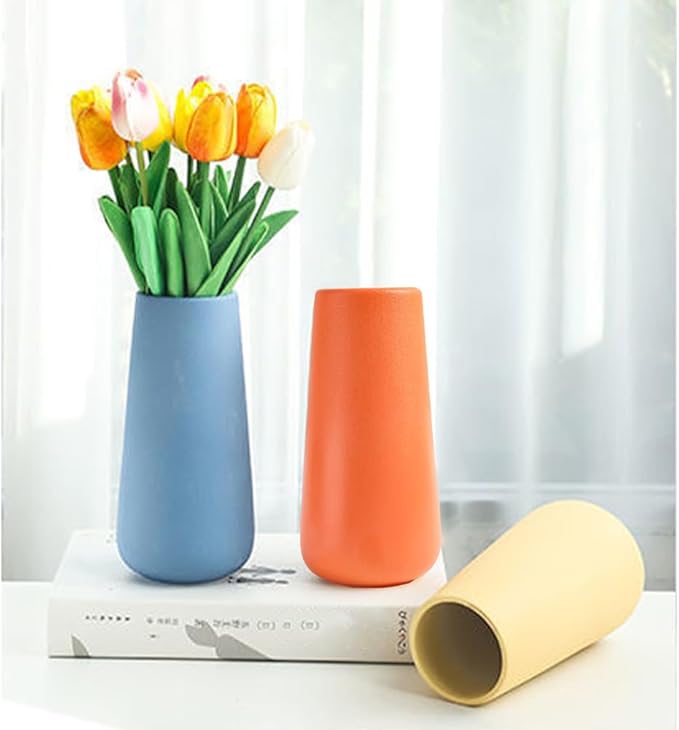 Orange Ceramic Vase, 7.7" H, Minimalist Modern Home Decoration, Matte Design for Fireplace Bedroom Kitchen Living Room Centerpieces Office Desk, Fit for Holding Dried Flowers, Fresh Flowers