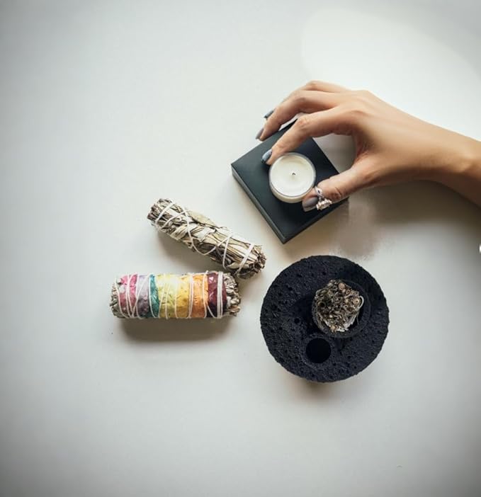 4 in 1 Cement Holder for Incense Sticks/Palo Santo/Sage Sticks/Candle