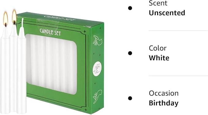 Set of 40 White Spell & Chime – Premium Mini Taper Candles for Rituals, Prayer, Birthdays, Meditation, Altar - 4 Inch Tall, Unscented (White)