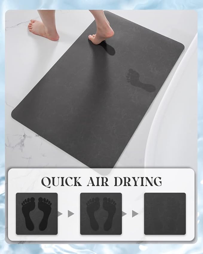 MontVoo -Bath Mat Rug-Rubber Backing Non Slip Quick Dry Absorbent Thin Bathroom Rugs Fit Under Door-Faux Suede Surface Bathroom Floor Mats-Shower Rug for in Front of Bathtub Shower Dark Grey 20"x32"