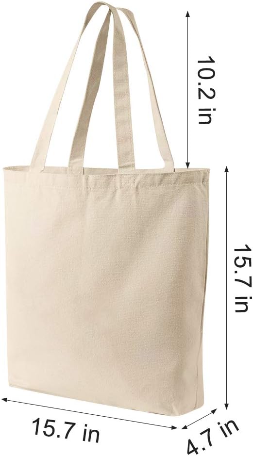 Canvas Tote Bags - 2 Pcs Multi-Purpose Reusable Bags - Perfect for Grocery, Shoppping & DIY Gifts