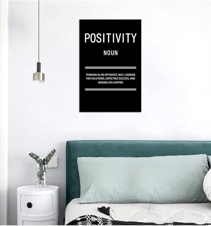 Positivity Noun Motivational Poster Canvas Wall Art Inspirational Picture Painting Modern Inspiring Positive Artwork for Home Living Room Bedroom Gym Office wall Decor Ready to Hang [12''W x 18''H]