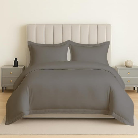eBeddy Linens 800 TC Ultra Silky Soft Egyptian Cotton Oversized King 120x98 Size 3-Pieces Duvet Cover Hidden Zipper Closer & Corner Ties Durable and Fade Resistant Dark Grey Solid