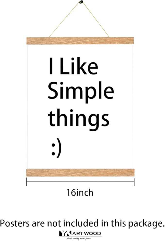 3 Pack Magnetic Poster Hanger Frame,16x20 16x24 16x16 Poster Frame Wood Magnet Frames Hangers for Photos, Pictures, Prints, Maps, Scrolls and Canvas Artwork , 16", Pine Color)