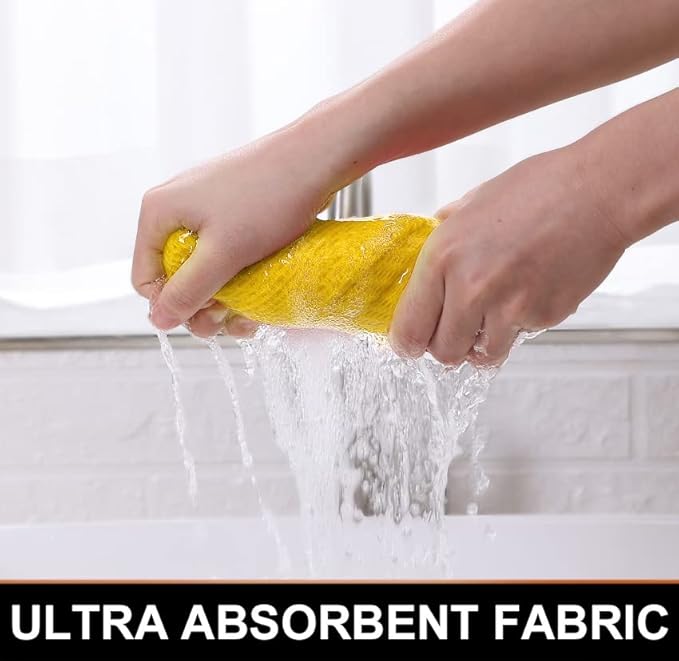 Homaxy 100% Cotton Waffle Weave Kitchen Towels, 13 x 28 Inches Super Absorbent and Machine Washable Dish Towels for Drying Dishes, 4-Packs, Yellow