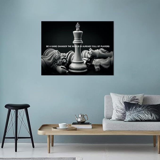Motivational Wall Art Be A Game Changer The World Is Already Full Of Players International Chess Inspirational Poster Canvas Painting Prints Wall Pictures for Home Decor Framed Artwork [30''W x 40''H]