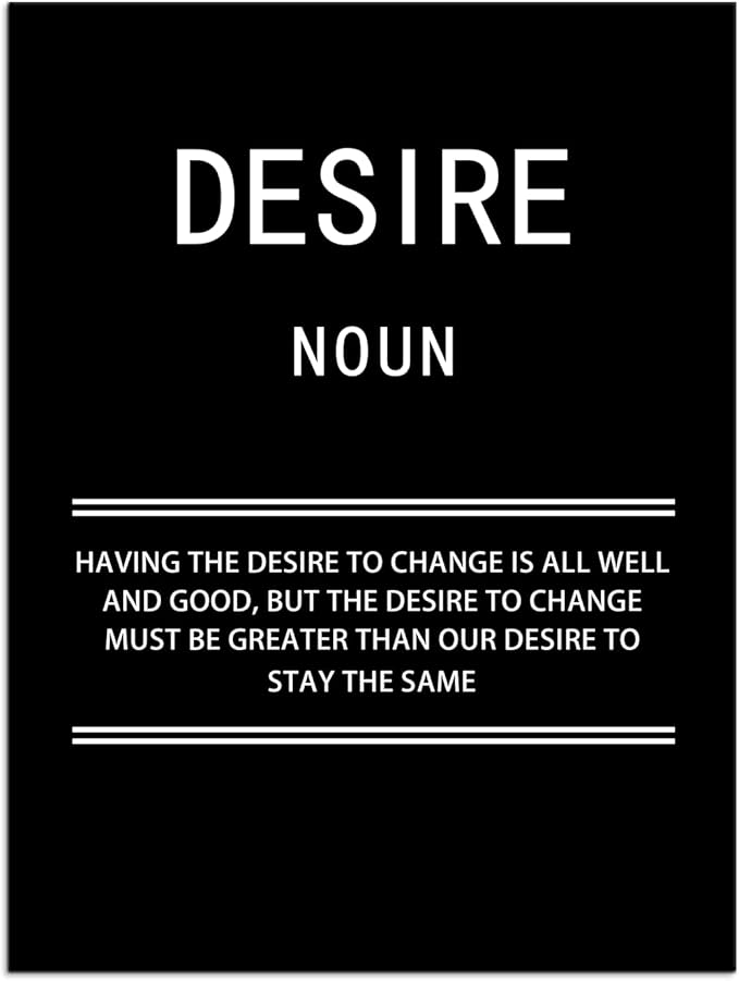 WYJZDZQ8 Desire Noun Motivational Posters Inspirational Wall Art Picture Prints on Canvas Modern Home Decor Painting Artwork for Living Room Office Stretched and Framed Ready to Hang [18''W x 24''H]