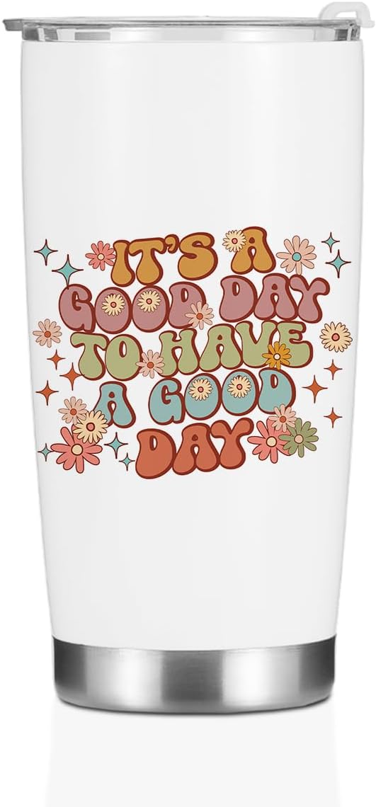 Positive Quotes Tumbler, Inspirational Gifts for Women Friend Boss Birthday Christmas, Retro Flower Mental Health Gifts Coffee Mug Stainless Steel Vacuum Insulated Double Wall Travel Cup with Lid，20oz