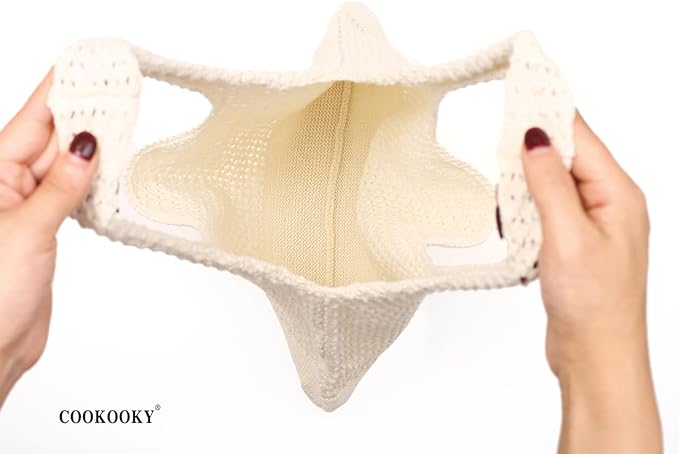 COOKOOKY Crochet Beach Tote bag Summer Beach Bag for Women Aesthetic Mesh Tote Bag Hippie Bag Knit Bag