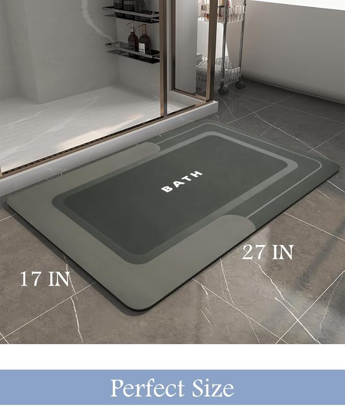 MontVoo Bath Mat-Bath Mats Non Slip Super Absorbent Stain Resistant Quick Dry Thin - 17"x27" Darkgrey