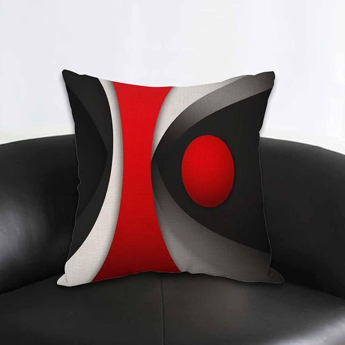 AOYEGO Geometric Black White Oval Circle Throw Pillow Cover Shape Overlap Round Geometric Creative Simple Ellipse Pillow Case 18x18 Inch Decorative Men Women Room Cushion Cover for Home Couch