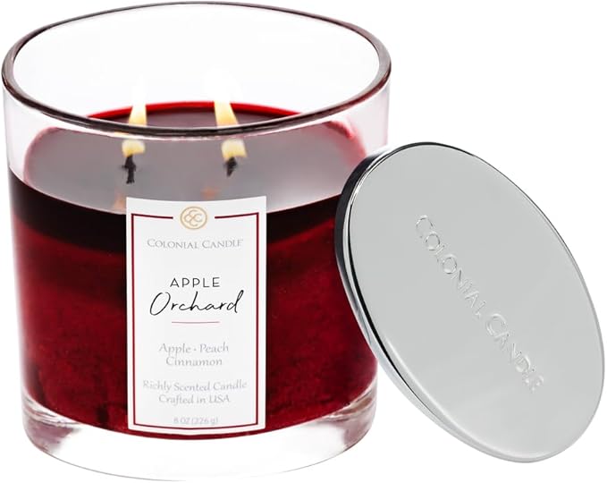 Colonial Candle Apple Orchard Scented Candle Jar, Highly Fragranced Candles for Home Scented, Mottled Wax Candle, 2 Wick, 8 oz - Made in The USA