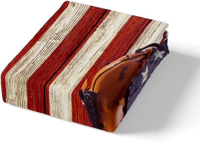 Feelyou Baseball Sports Duvet Cover Set for Kids Boys Girls America Flag Comforter Cover Retro Wooden Bedding Set 1 Duvet Cover & 1 Pillowcase