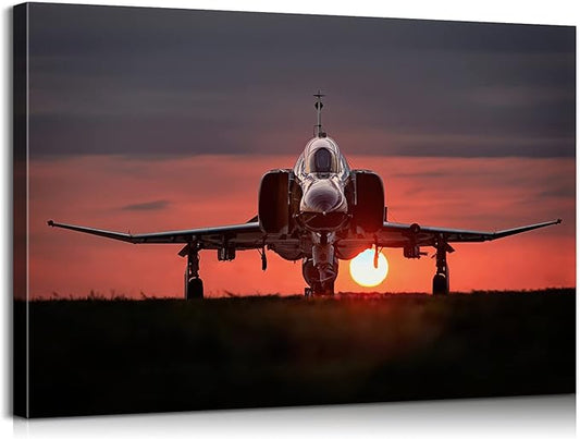 F-4 Phantom Wall Art Canvas with Inner Wooden Frame - Airplane Decor, Aviation & Military Posters for Home & Office decor - Lightweight & Easy to Hang 12x18Inches