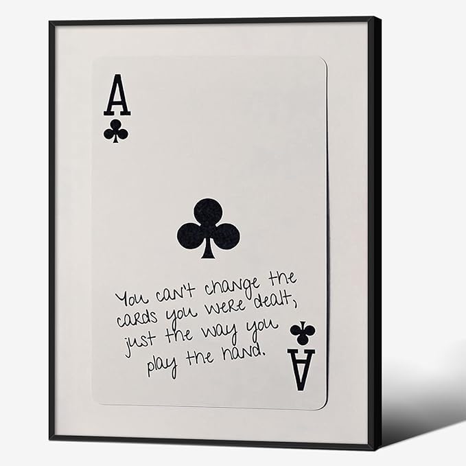 Funky Black and White Lucky Ace Poker Canvas Wall Art Funny Modern Preppy Playing Card Posters 08x10 inch Black Framed Trendy Minimalist Black Art Prints Painting Retro Aesthetic Wall Decor