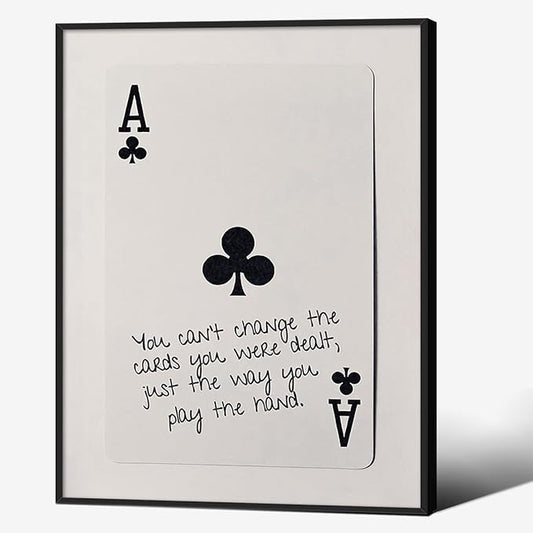 Funky Black and White Lucky Ace Poker Canvas Wall Art Funny Modern Preppy Playing Card Posters 08x10 inch Black Framed Trendy Minimalist Black Art Prints Painting Retro Aesthetic Wall Decor