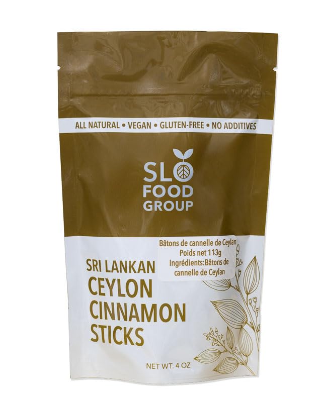 Slofoodgroup Ceylon Cinnamon Sticks - Pure Ceylon Cinnamon Quills 5 Inch Cut Cinnamon Spice from Sri Lanka, True Cinnamon - Cinnamomum Verum, 4 OZ.