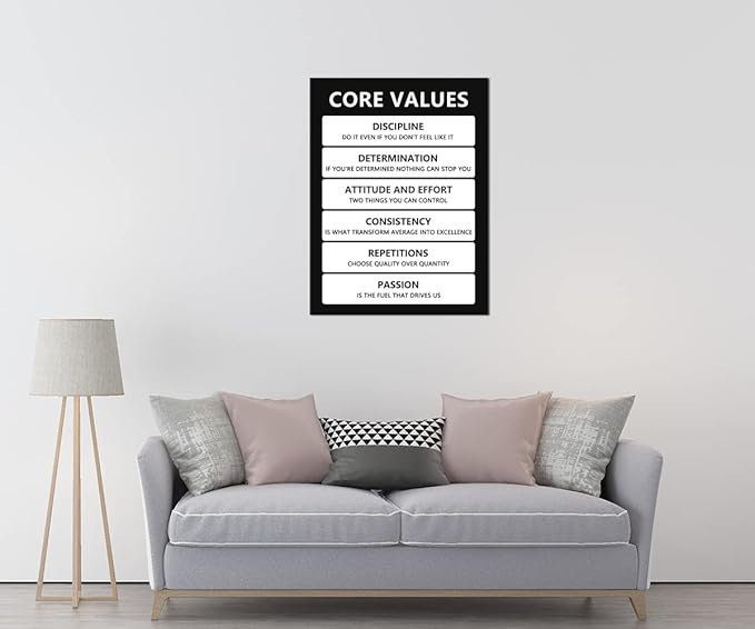 Inspirational Poster Motivational Canvas Core Values Wall Art Inspiring Prints Artwork for Office Living Room Modern Home Decor Painting Pictures Stretched and Framed Ready to Hang [30''Wx 40''H]