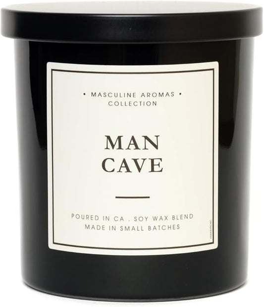 Hand-Poured in California | Masculine Aromas | 9oz | 50-Hour Burn Time | Scented Men's Candles with Natural Essential Oils | Vegan (Man Cave)