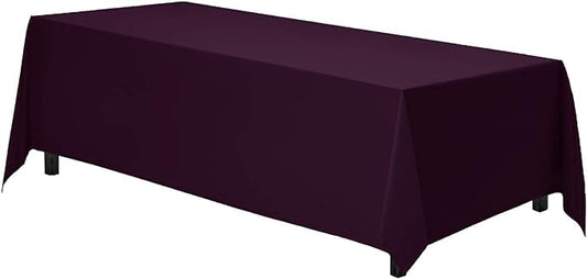 Gee Di Moda Rectangle Tablecloth - 90 x 156 Inch Eggplant - Heavy Duty Washable Polyester - 8 Ft Table, Holiday Party, Wedding & Baby Shower