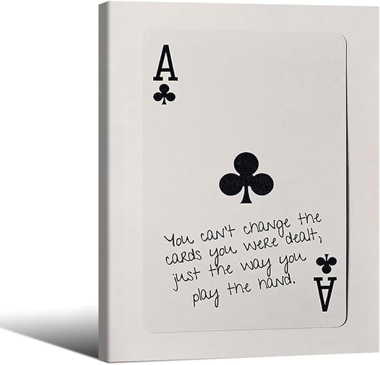 Funky Black and White Lucky Ace Poker Canvas Wall Art Funny Modern Preppy Playing Card Posters 12x16 inch Framed Trendy Minimalist Black Art Prints Painting Retro Aesthetic Wall Decor