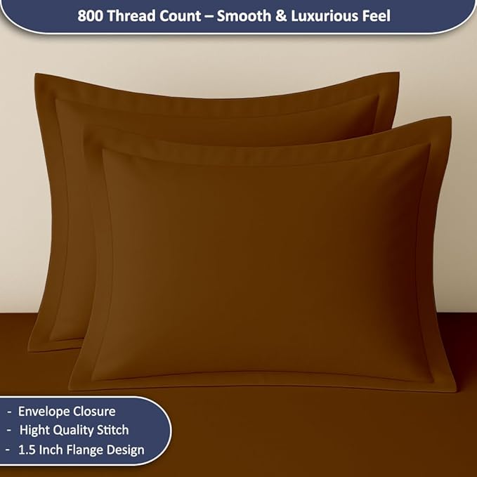 eBeddy Linens 800 Thread Count Ultra Silky Soft Egyptian Cotton Oversized King 120x98 Size 3-Pieces Duvet Cover Hidden Zipper Closer & Corner Ties Durable and Fade Resistant Brown Solid