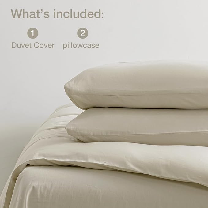 JELLYMONI Cotton Duvet Cover California King - 100% Washed Cotton Linen Like Textured Comforter Cover, 3 Pieces Soft Bedding Set with Zipper Closure (Light Khaki, Cal King 104"x98")