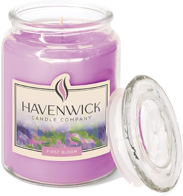 Havenwick First Bloom Soy Blend 22-oz Large Jar Candle, Long Lasting 110-130 Hour Burn Time with Single Cotton Wick, Relaxing Scented Candles for New Home Gift & Housewarming Parties