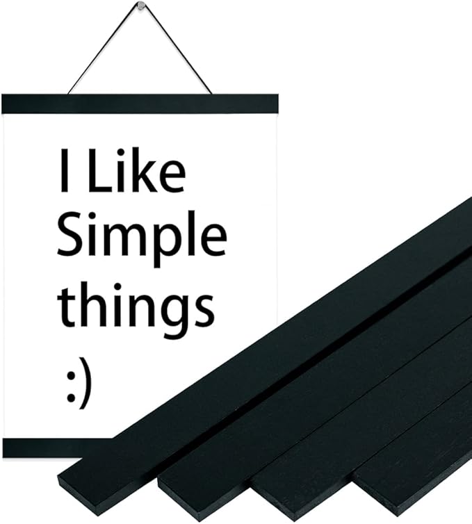 2 Pack Magnetic Poster Hanger Frame 12 Inch Black,12x16 12x18 12x20 12x24 Wood Magnet Frames Hangers for Photos, Pictures, Prints, Maps, Scrolls and Canvas Artwork