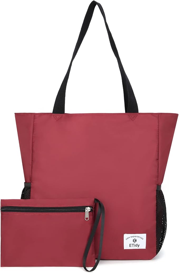 ETidy Large Capacity Foldable Tote Bag With Zipper Water-resistant SandproofWomen Beach Bag Handbag GymBag Travel ShoppingBag