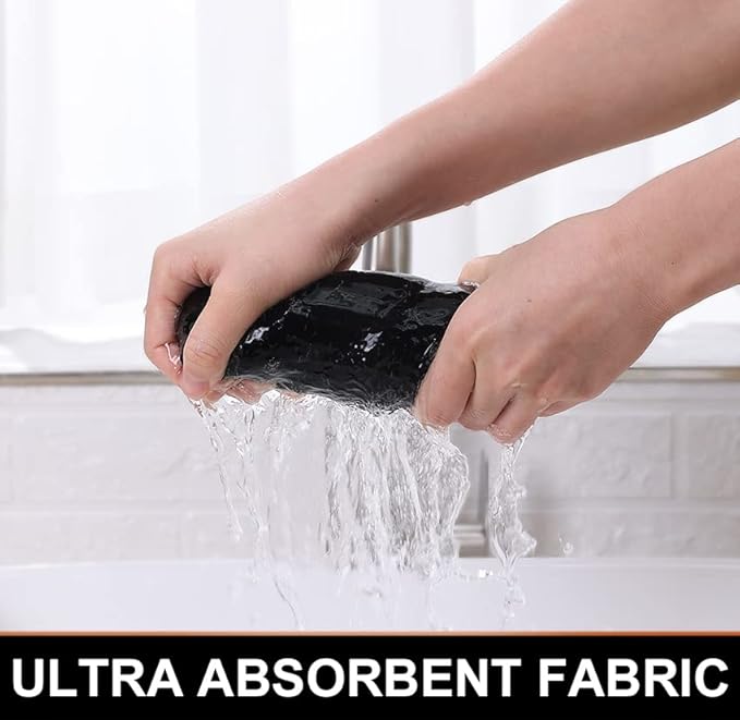 Homaxy 100% Cotton Waffle Weave Kitchen Towels, 13 x 28 Inches Super Absorbent and Machine Washable Dish Towels for Drying Dishes, 8-Packs, Black