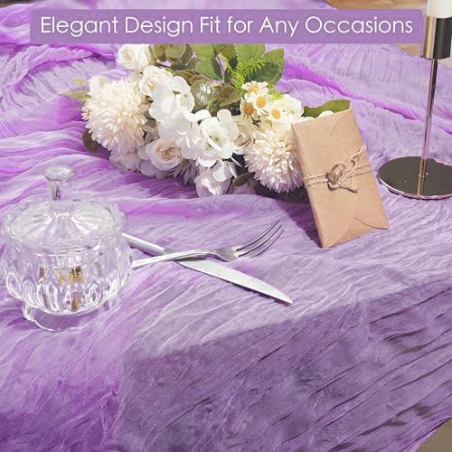 16 Pack Cheesecloth Table Runner, 35x120 Inch Boho Gauze Table Runners, Cheese Cloth Long Table Runner Elegant Table Runners for Party Wedding Bridal Shower Table Decor (Lavender)