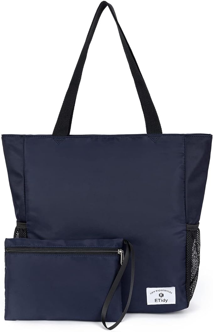 ETidy Large Capacity Foldable Tote Bag With Zipper Water-resistant SandproofWomen Beach Bag Handbag GymBag Travel ShoppingBag