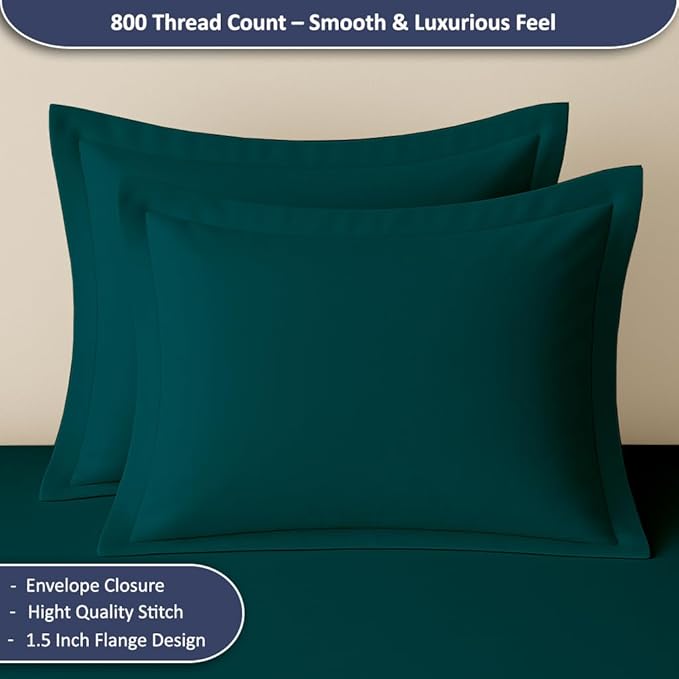 eBeddy Linens Premium Duvet Cover Set 800-TC King/Cal-King Size 104x90 Inch Pure Egyptian Cotton Soft 3 Pieces (1 Duvet Cover & 2 Pillow Shams) Zipper Closure & Corner Ties, Teal