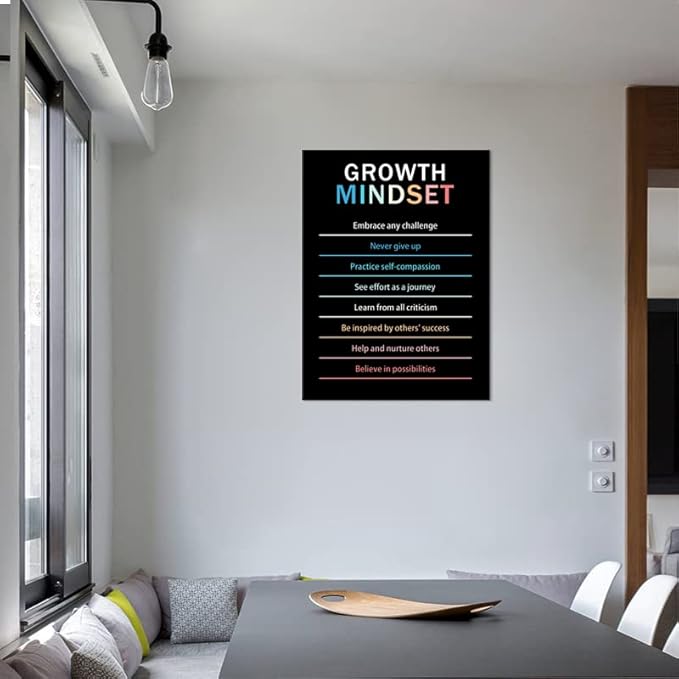 Inspirational Canvas Wall Art Growth Mindset quote Motivational Canvas Life Learning Poster Prints Framed Wall Art for Gym Inspiring Modern Home Wall Decor Framed Ready to Hang [30''W X 40''H]
