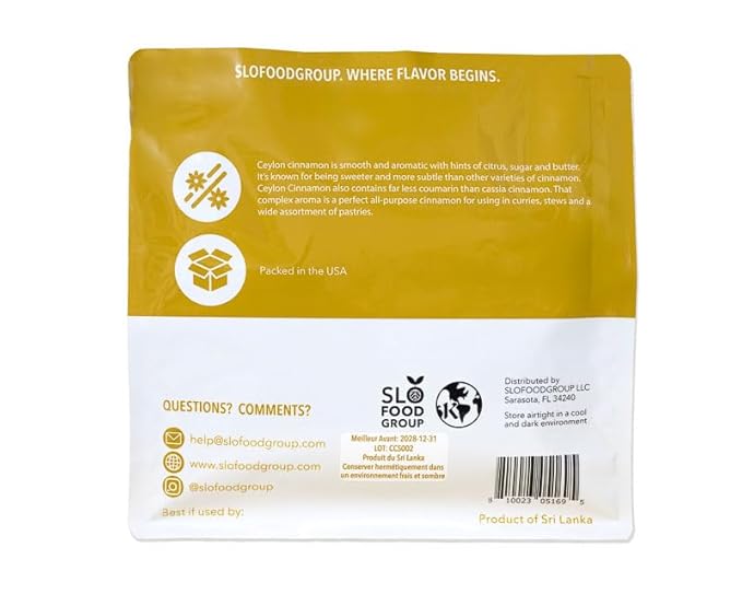 Slofoodgroup -Ceylon Cinnamon Sticks - 1 Lb - Pure Ceylon Cinnamon Quills -5 Inch Cut Cinnamon Spice from Sri Lanka, True Cinnamon - Cinnamomum Verum
